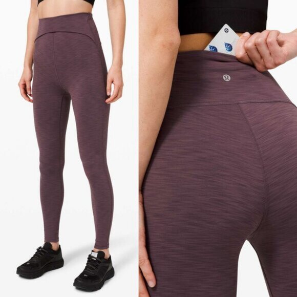 Lululemon Power Within Super High-Rise Pant 28" In Heathered Black Currant 2 - Picture 1 of 9